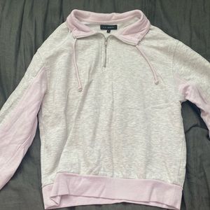 light pink and grey quarter zip